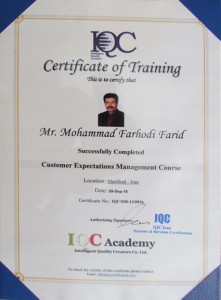 Obtaining a customer orientation and quality improvement certificate from the English IQC Academy