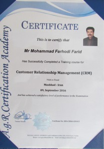 اخذ گواهی مدیریت مشتری مداری از آکادمی CRM سوئد