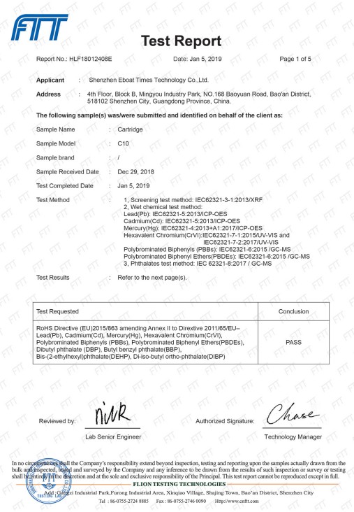 Eboat Rohs Certificates