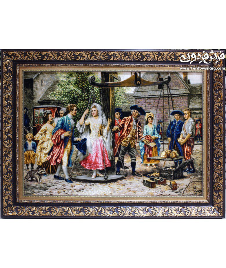 تابلوفرش دستباف تبریز طرح مهریه طلا