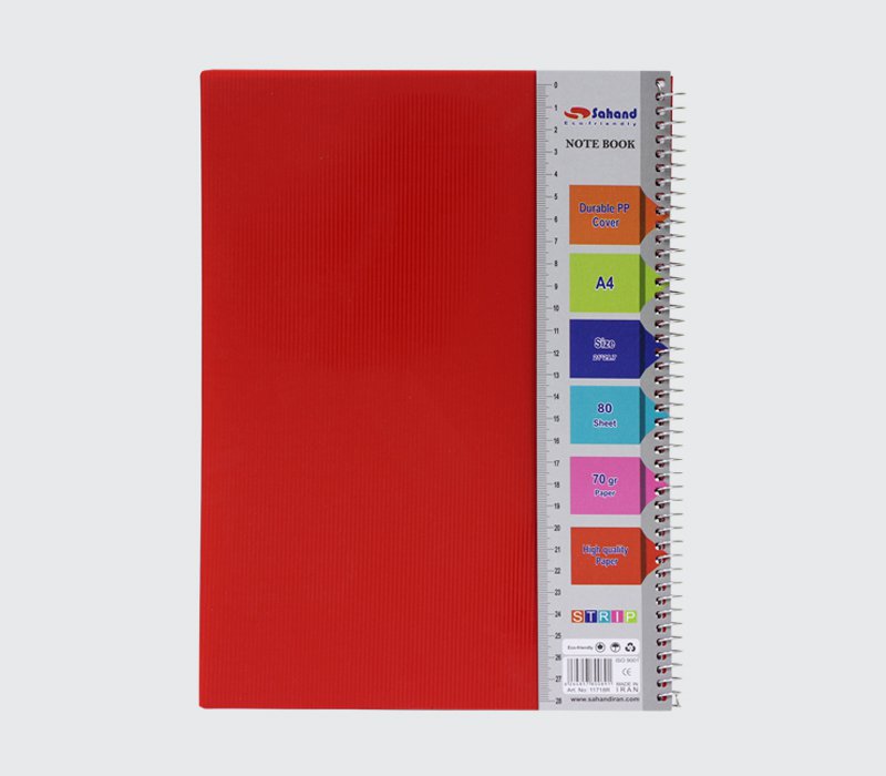 دفتر A4 فنر از بغل ۸۰ برگ مدل استریپ سهند