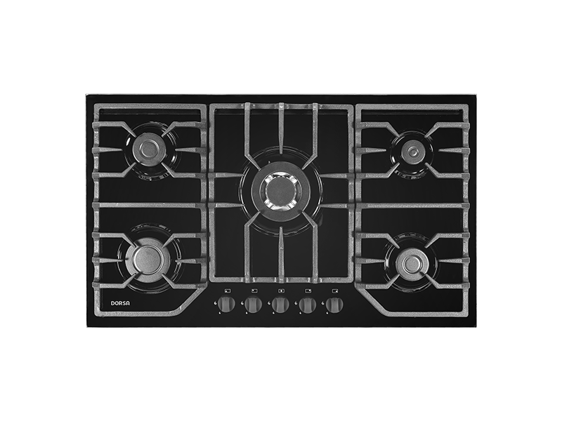 اجاق گاز 5 شعله شيشه اي مدل هامون مشکي