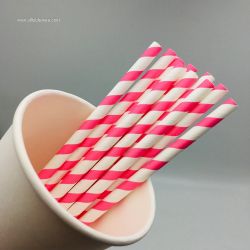 Pink and White Paper Straws, Birthday Party Decoration Drinking Straws Paper Straws