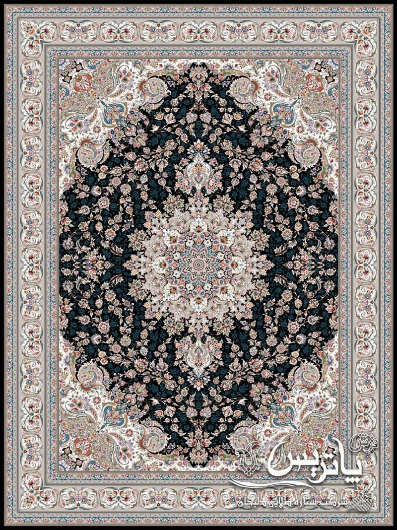 فرش گلدیس سرمه‌ای ۱۲۰۰ شانه