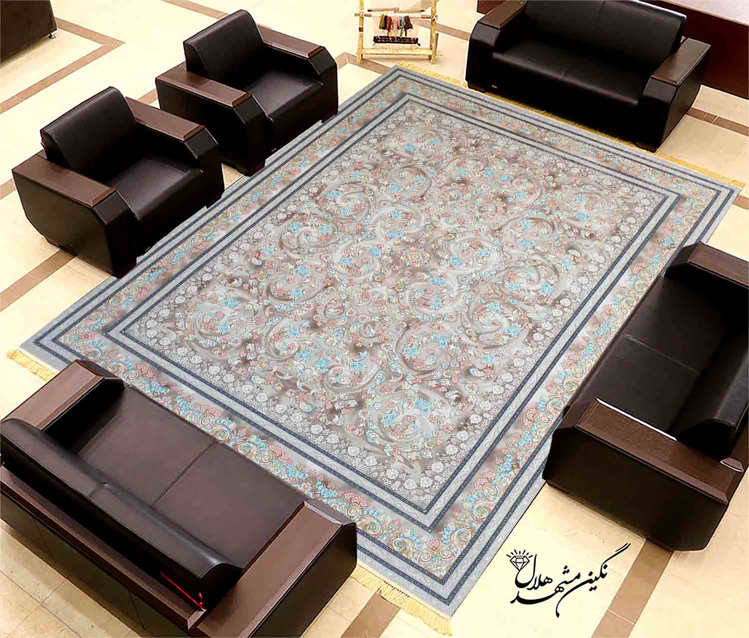 فرش 1200 شانه گل برجسته طرح جازمین