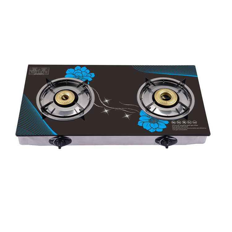 marble texture glass top gas stove with 3 burners