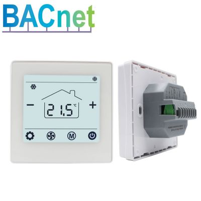 Hotowell Bacnet FCU digital room thermostat with Flat tempered glass display