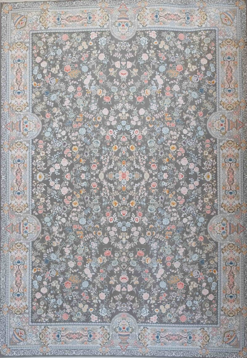 فرش شبنم6 متری طوسی سیلور