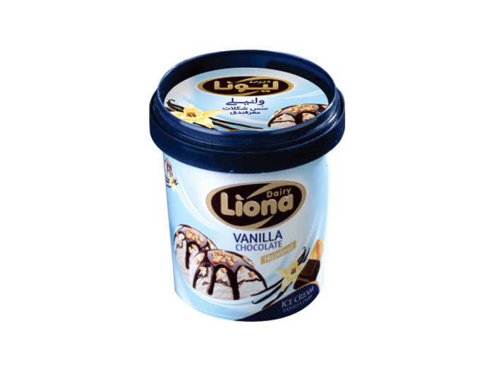 بستنی لیوانی لیونا وانیلی با سس شکلات