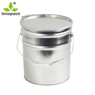 5 Gallon Metal Buckets Tin Pail with Flat Lid
