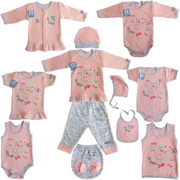 ست لباس راحتی نوزادی بی بی سان طرح باغچه