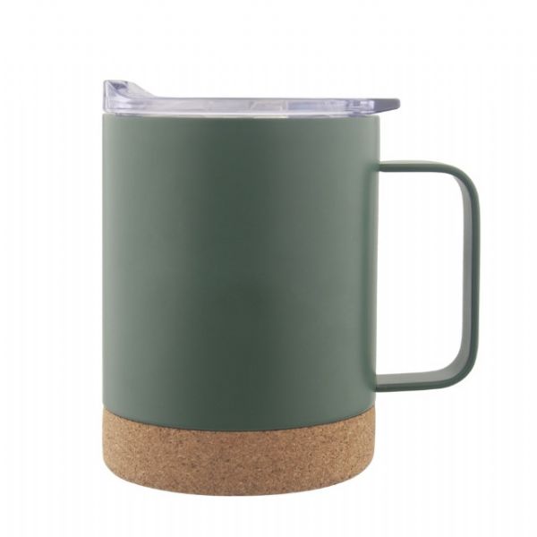 فنجان قهوه عایق با کف و دسته چوب پنبه ای