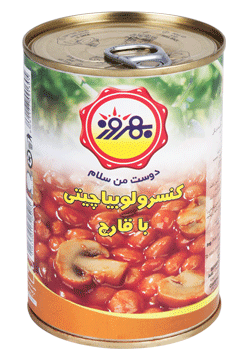کنسرو لوبیا چیتی با قارچ