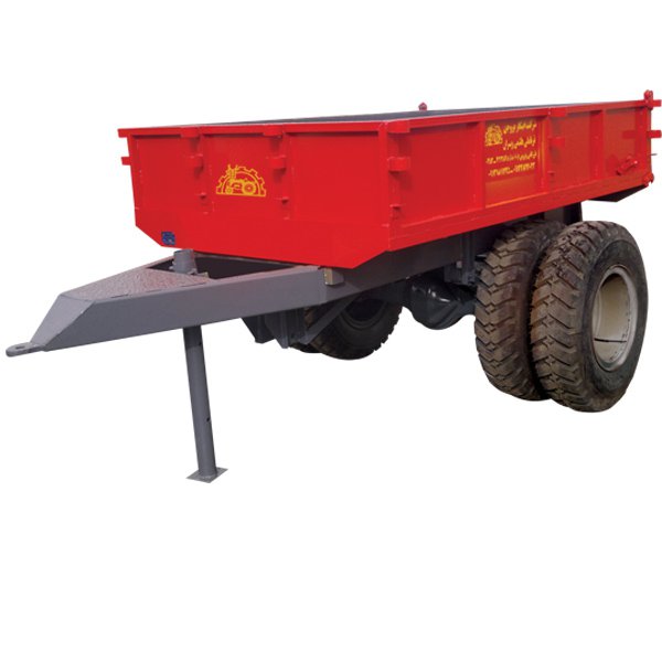 A pair of stone-carrying wheel trailers
