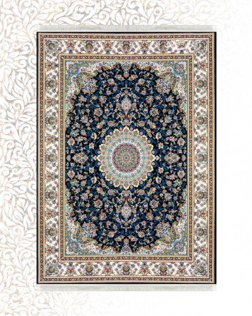 فرش ماشینی 700 شانه برجسته ماهینی سرمه ای