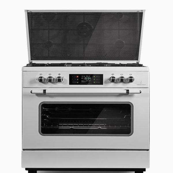 اجاق گاز 5 شعله فر دار لعاب سفید مدل رویال