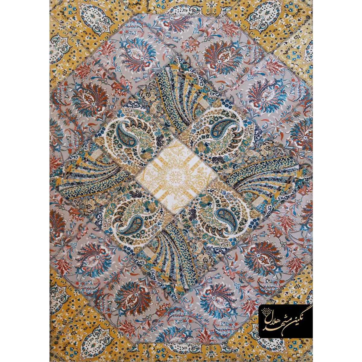 فرش چهل تکه کلاژ زمینه زرد