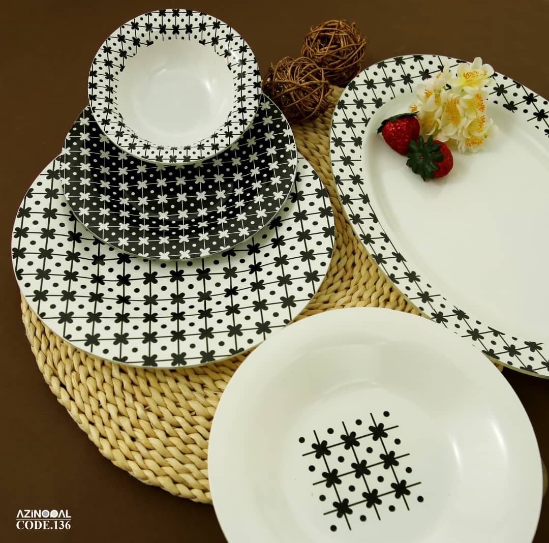 سرویس غذا خوری 25 پارچه طرح نیلا مشکی کد 136