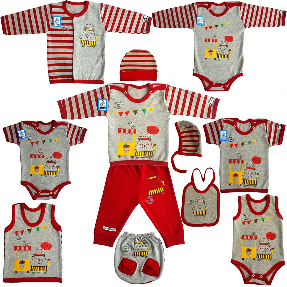 ست لباس راحتی نوزادی بی بی سان چاپ بستنی