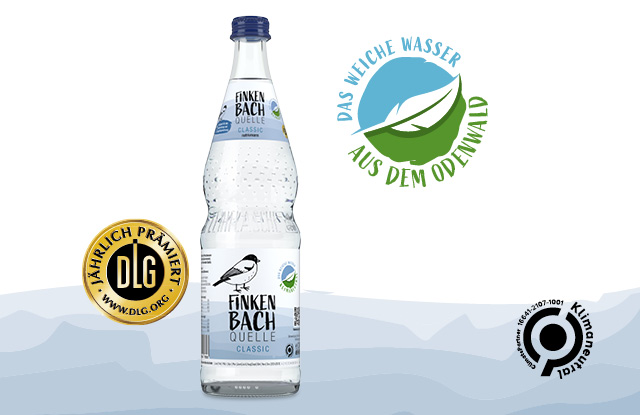 آب معدنی طبیعی گازدار، کم سدیم، از چشمه Finkenbach.