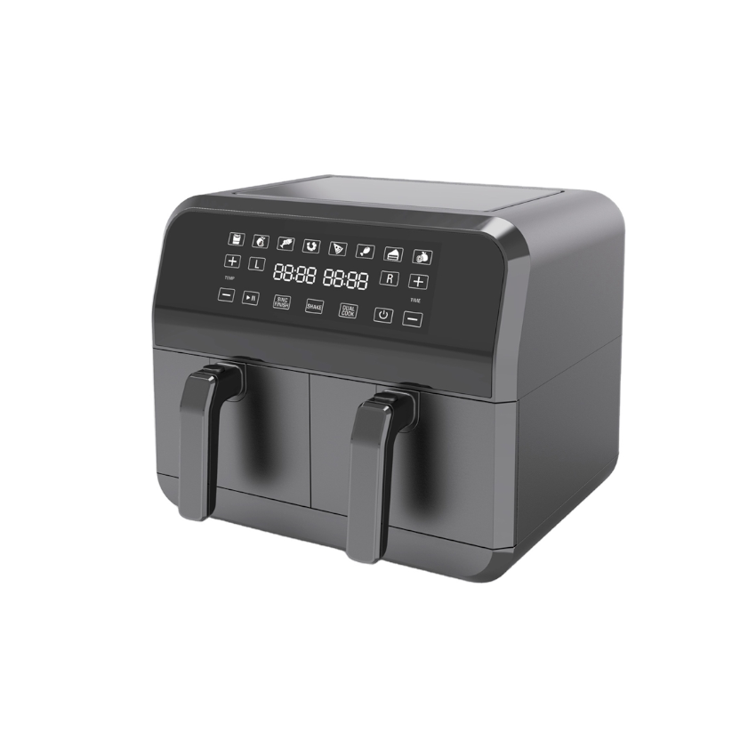 1700W Digital Dual Basket Air Fryer with Double Pots Total 8L