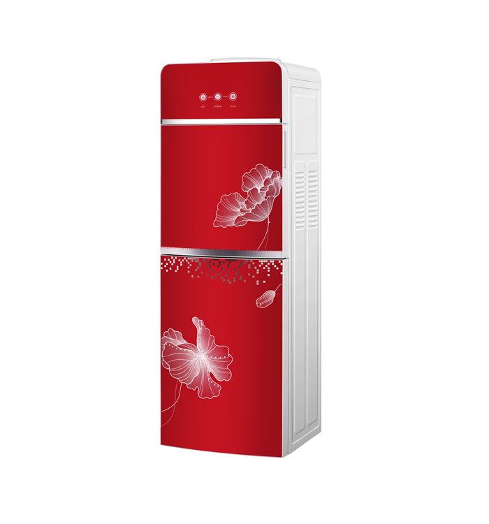 Luxurious Pattern Of Hot And Cold Floor Standing Glass Water Dispenser With Child Safety Lock.