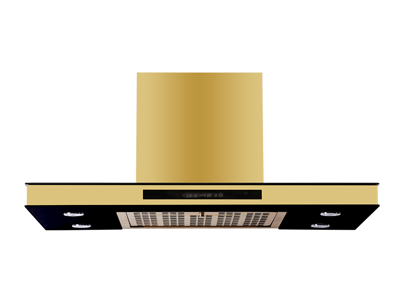 هود مدل آترين 90 سانتی موتور توربو استيل خش دار طلايي