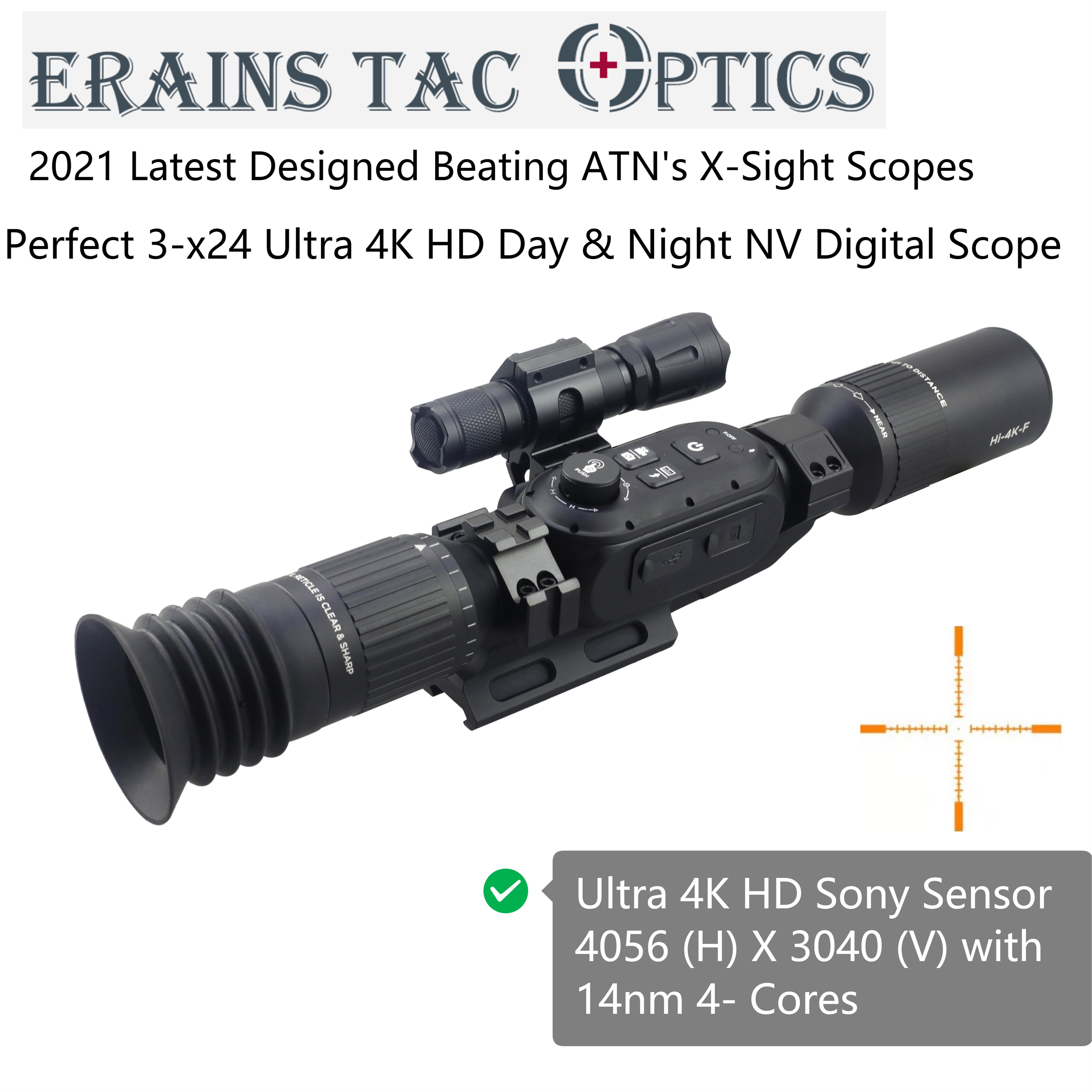 ES-NV-3-24X-4K-PRO ضرب و شتم ATN's 4K PRO Scopes One Generation Higher Perfect Reticle Sight Tactical Hunting 4 هسته True 4K PRO Ultra HD 3-24X روز و شب تفنگ دیجیتال دید در شب دید در شب