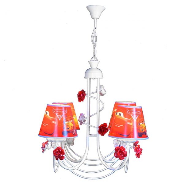 لوستر فانتزی فورژسازان مدل عروسکی قرمز چهار شعله