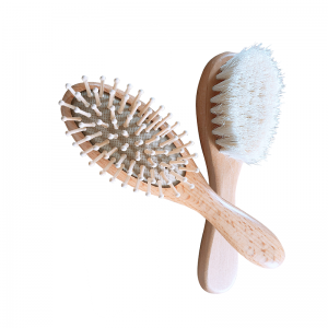 WOODEN BABY HAIR BRUSH AND COMB SET