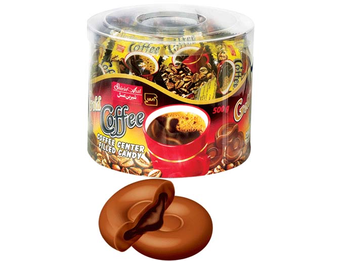 آبنبات گلدکافی مغزدارمینی راپ پی وی سی فندقی