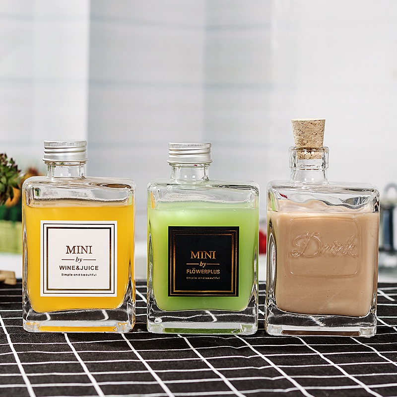 Flat Cold Coffee juice Drink Glass Bottle