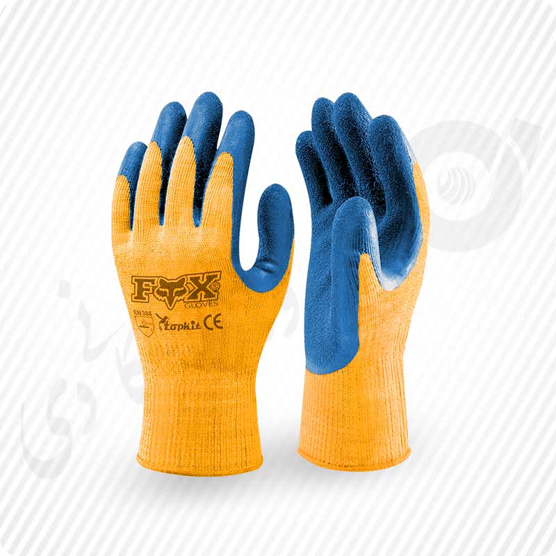 دستکش ضد برش کف مواد لتکس سبک FOX ( کد: 2121 )