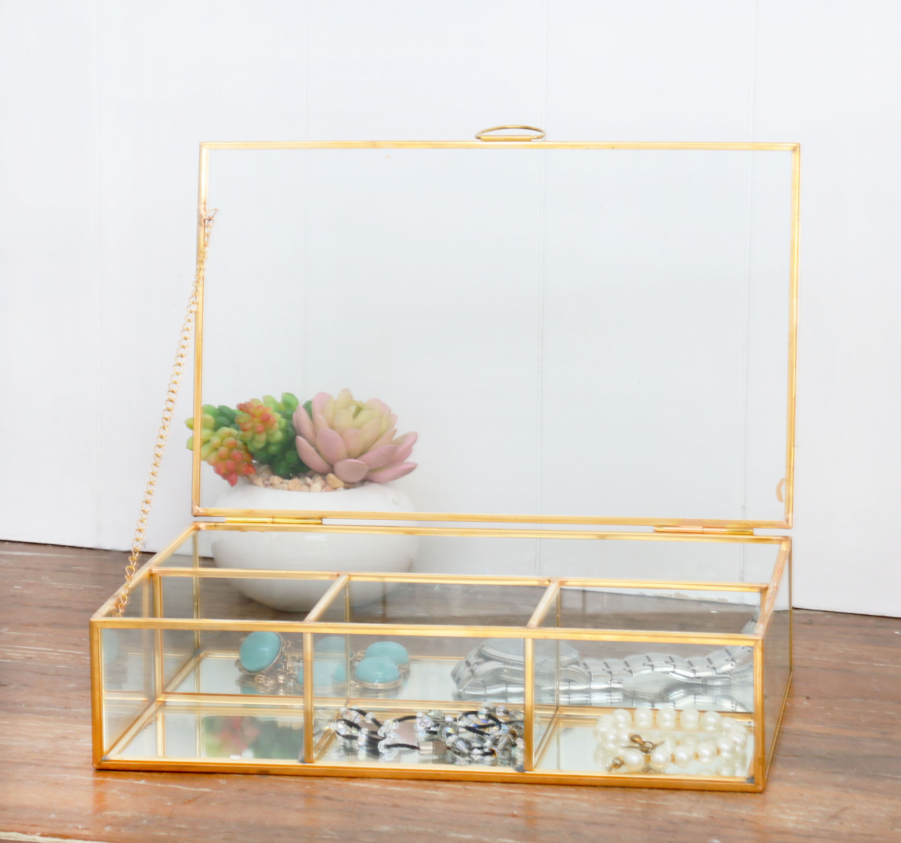 جا جواهرات شیشه ای FU-22919 24x15.5x6 سانتی متر