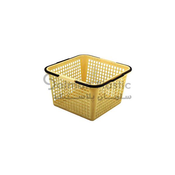 سبد خرید چهار گوش دو دسته پلاستیکی