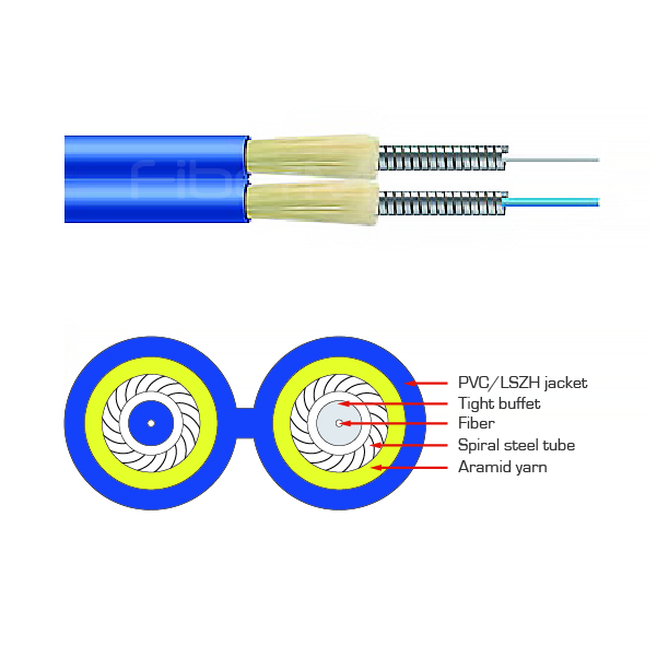 Duplex Armored Indoor Optical Fiber Cable