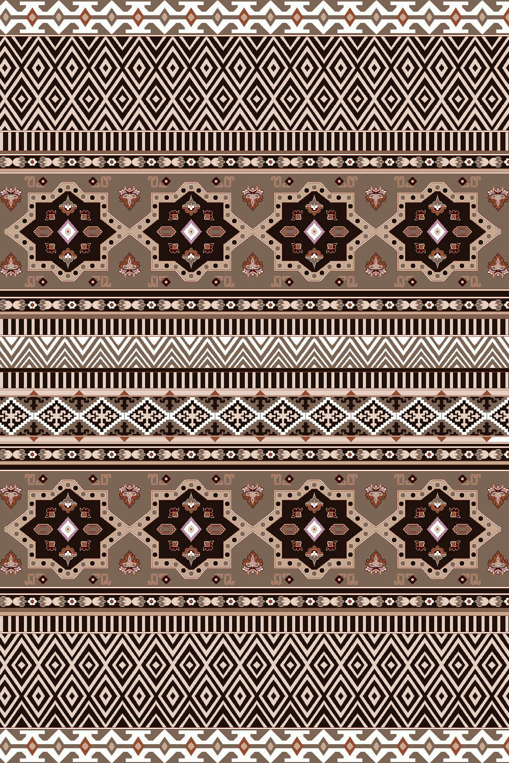 فرش ماشینی طرح 7703 قهوه ای کلکسیون ماهور