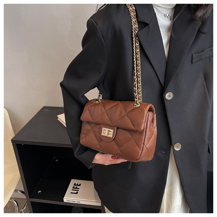 SH2374 wholesale handbag chain oem black designer genuine luxury women custom fashion ladies leather crossbody quilted shoulder bag
