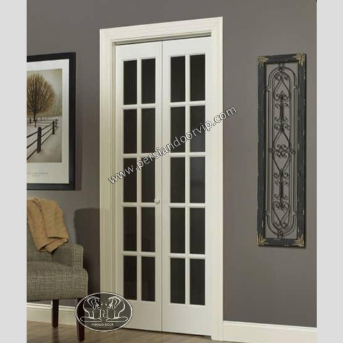 درب داخلی چوب و شیشه مدل wg1003