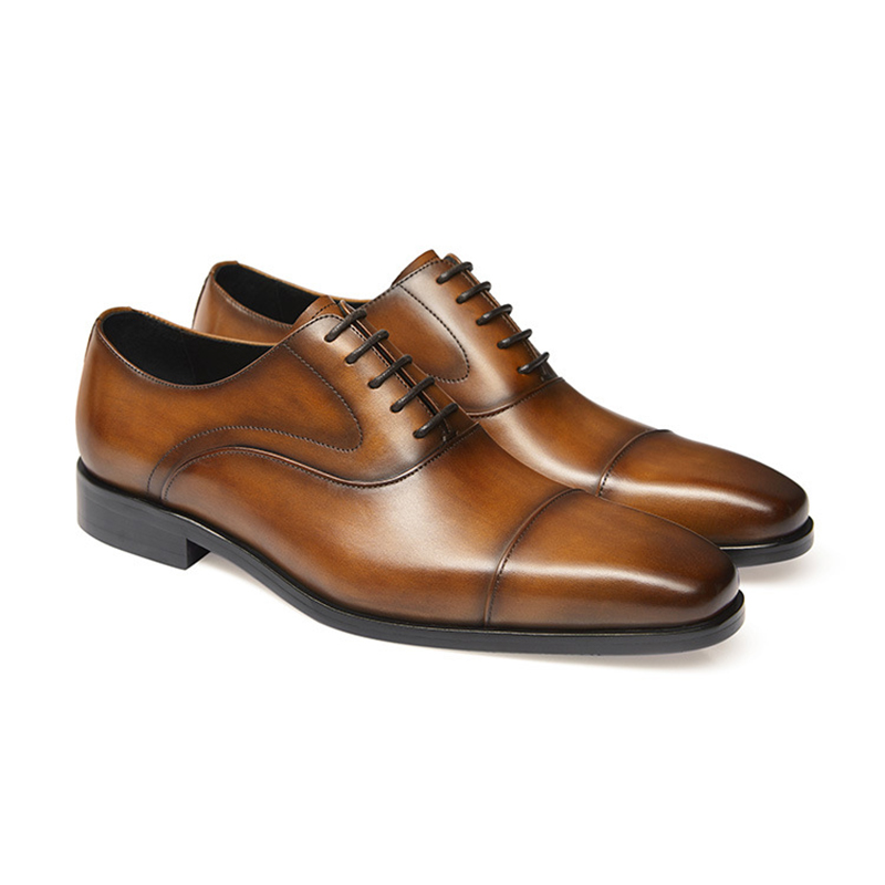 کفش مردانه بند دار چرم قهوه ای با کیفیت بالا