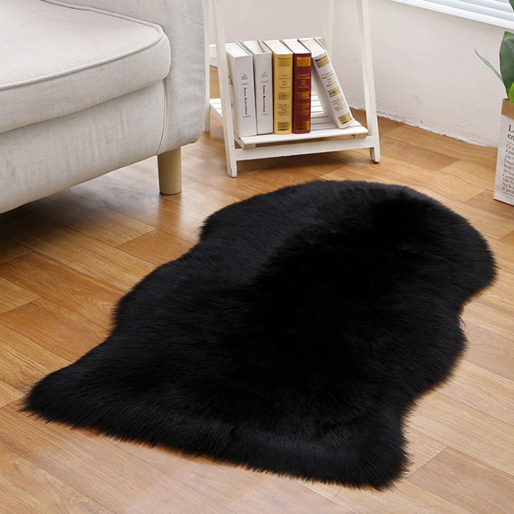 1P Size 60x90CM Black Faux Fur Rug
