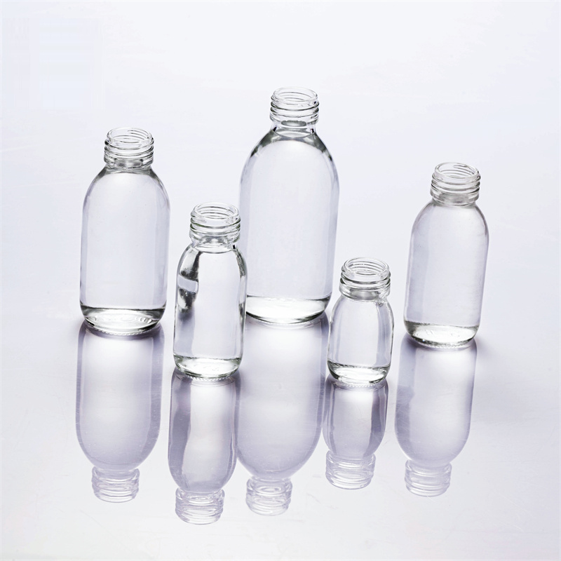 30ml to 125ml clear syrup bottle DIN28mm