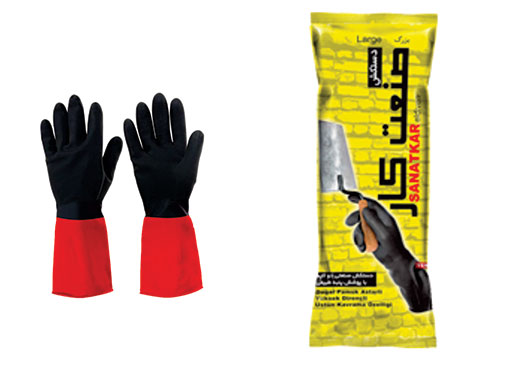 دستکش صنعتی دو رنگ صنعتکار