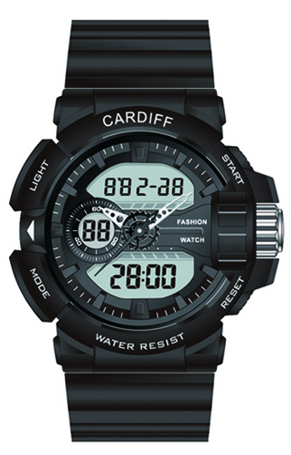 Digit-Analogue watch >> Plastic case >> #121-BK-BK