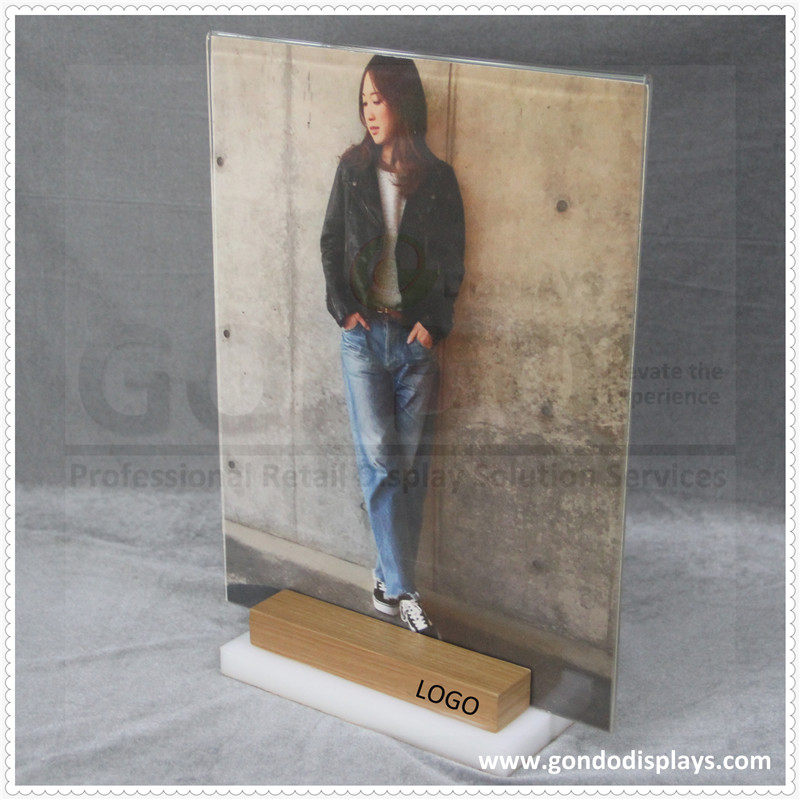 Tabletop Deluxe Acrylic Sign Holder with White Acrylic and Plywood Base