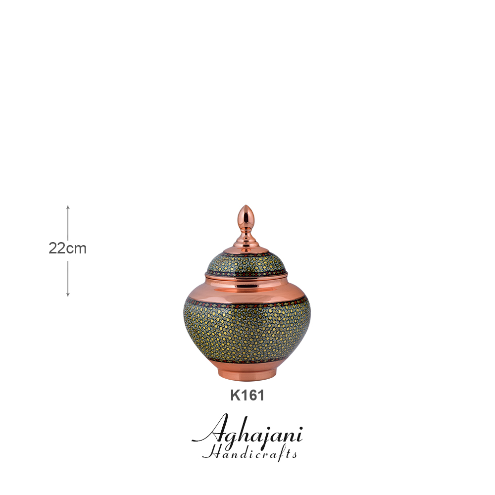 قندان سیبی مس و خاتم برند آقاجانی