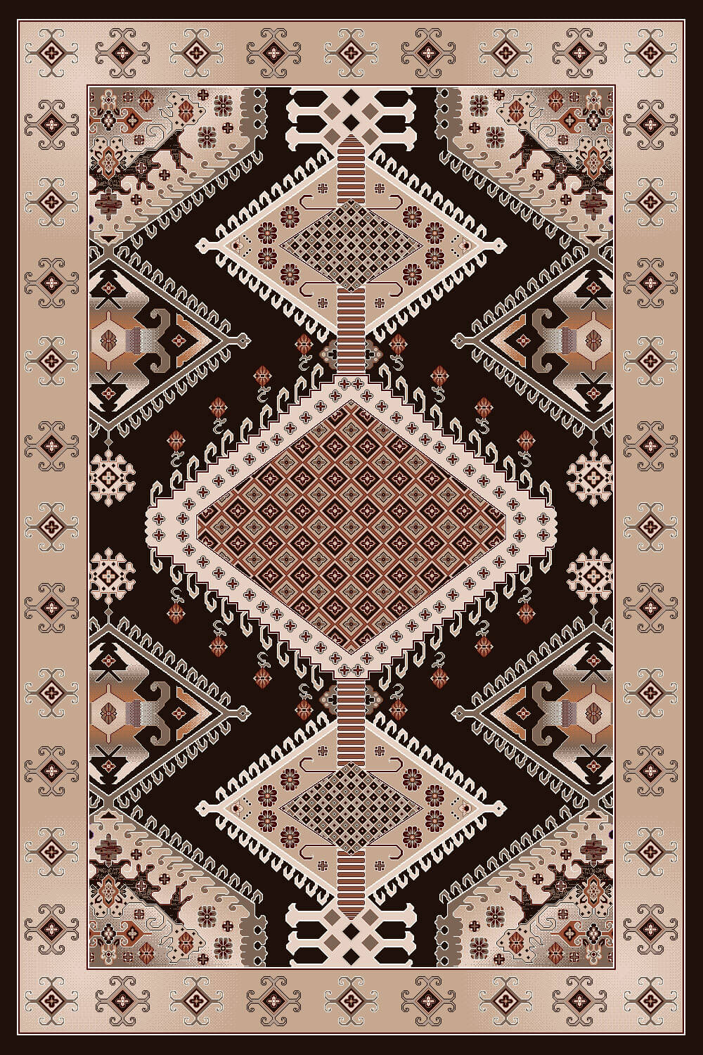 فرش ماشینی طرح 7706 قهوه ای کلکسیون ماهور