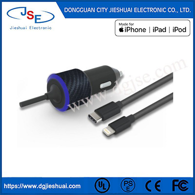 Jieshuai latest 18W PD car charger with Type C data line output