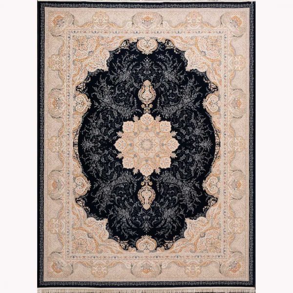 فرش ماشینی درباری کد ۵۱۳۳ سرمه ای