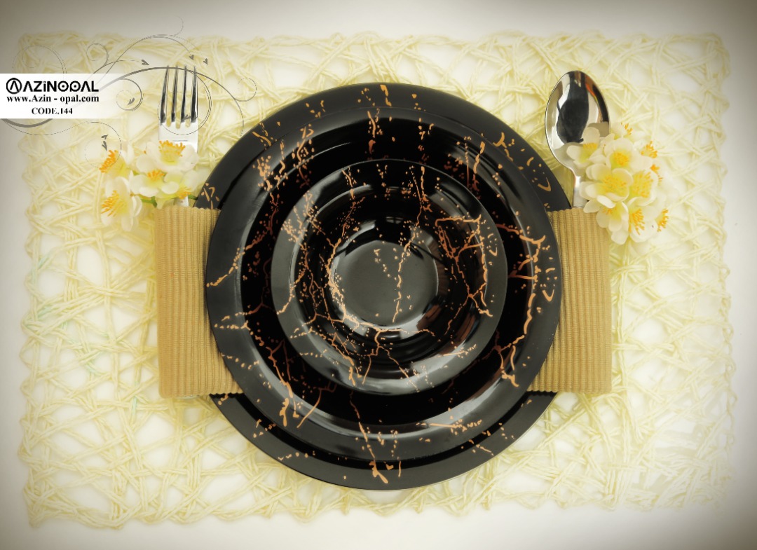 سرویس غذاخوری 25پارچه گرد طرح راک مسی کد 144